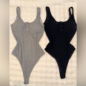 Klassy Network - Women's Gray & Black Buttoned Bodysuits